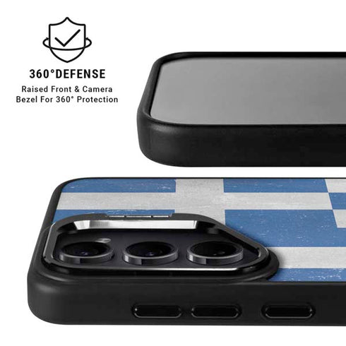 Greece Flag Distressed Galaxy S25 Kickstand Case